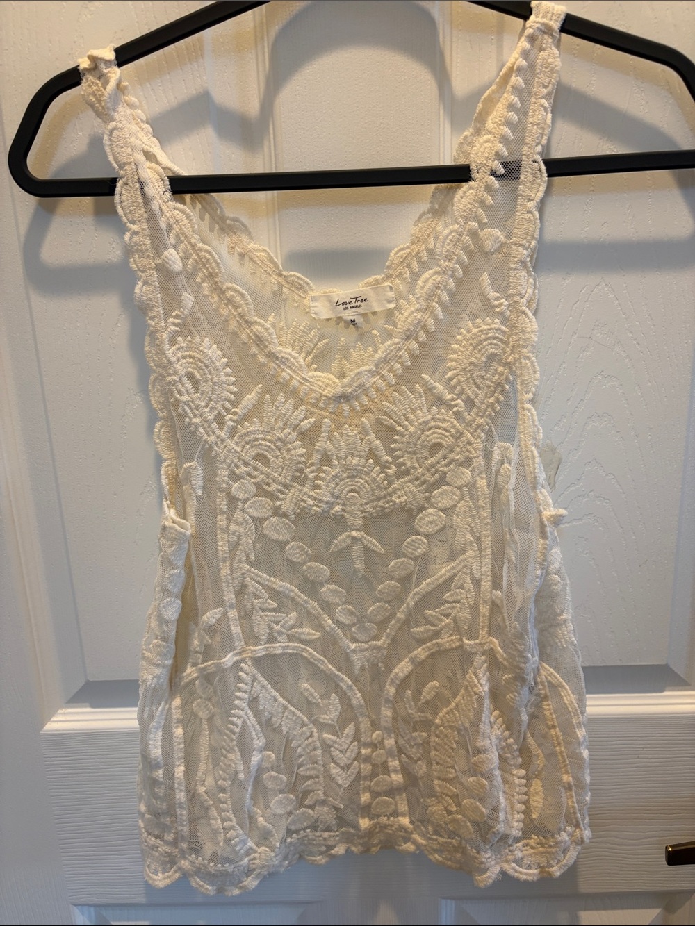 Love Tree Cream Embroidered Lace Tank